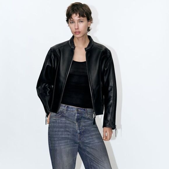 ZW COLLECTION ZIPPERED GENUINE LEATHER JACKET - Picture 16 of 16